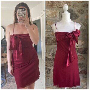 NWT Mac Duggal Couture Deadstock Vintage Satin Metalic Sparkle Bow Mini Dress 2